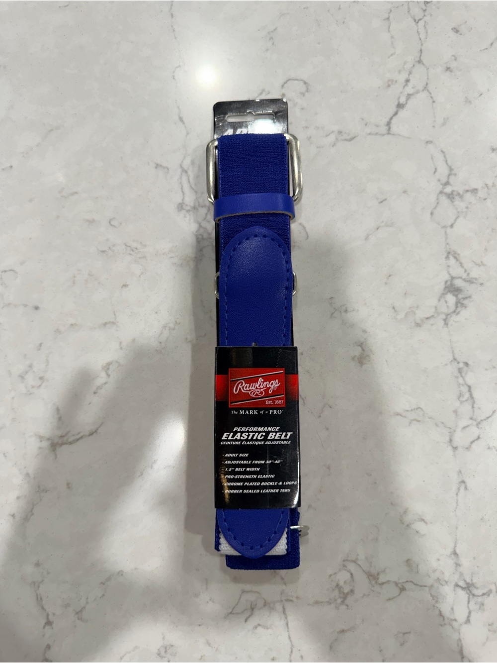 Rawlings Royal Blue Elastic Men's Belt with Silver Hardware